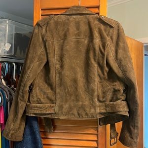 All Saints olive suede Moto jacket